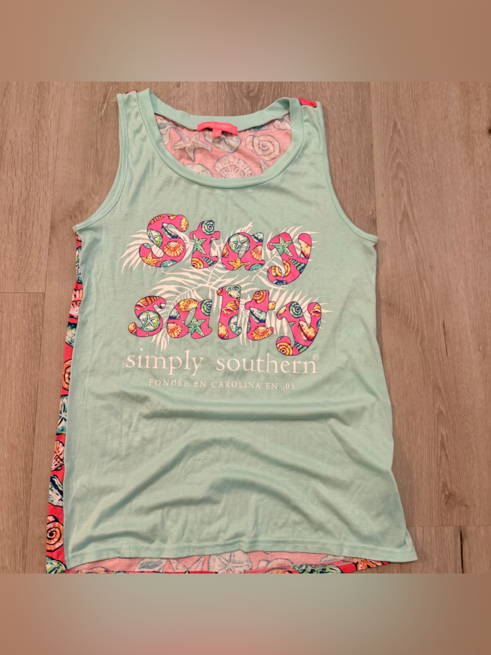 Simply Southern Mint Floral 'Stay Salty' Graphic Tank